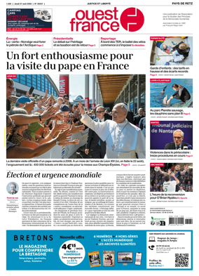 Cover of Ouest France (Pornic / Pays de Retz)