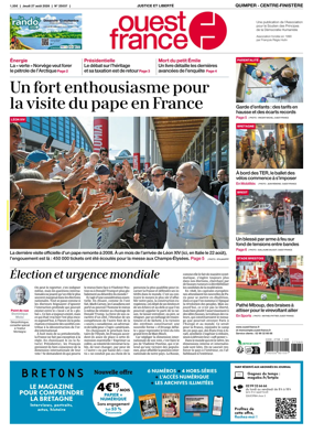 Cover of Ouest-France (Quimper Centre-Finistere)