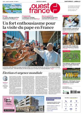 Cover of Ouest-France (Saint-Brieuc Lamballe)