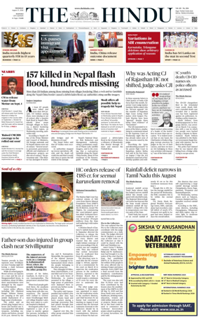 Cover of The Hindu (Madurai)