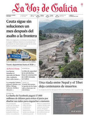 Cover of La Voz de Galicia (A Coruna)