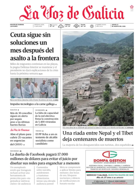 Cover of La Voz de Galicia (Ourense)