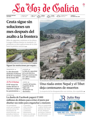 Cover of La Voz de Galicia (Santiago)