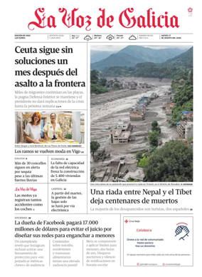 Cover of La Voz de Galicia (Vigo)