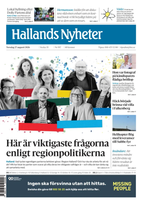Cover of Hallands Nyheter