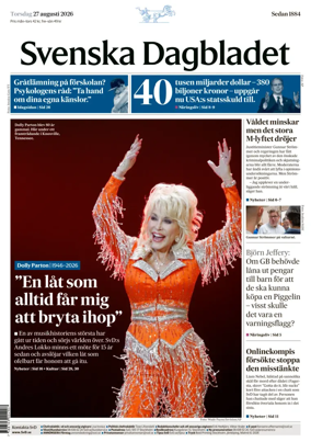 Cover of Svenska Dagbladet