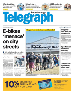 Cover of The Peterborough Evening Telegraph