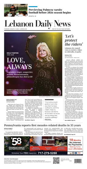 Cover of Lebanon Daily News