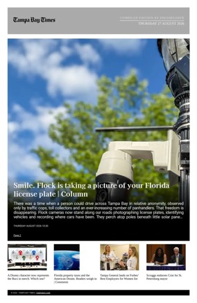 Cover of Tampa Bay Times TFP