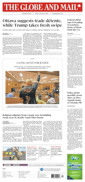 Cover of The Globe and Mail (Ontario Edition)