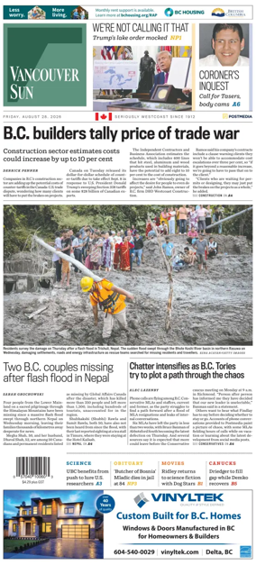 Cover of Vancouver Sun