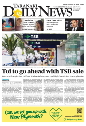 Cover of Taranaki Daily News