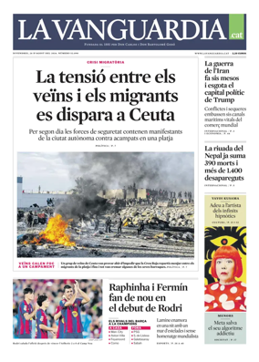 Cover of La Vanguardia (Catala)