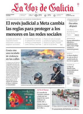 Cover of La Voz de Galicia (Ourense)