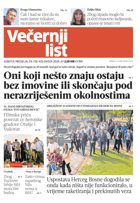 Cover of Vecernji list BiH