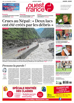Cover of Ouest France (Angers / Segre)