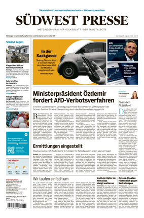 Cover of Sudwest Presse - Metzinger Uracher Volksblatt - Der Ermstalbote
