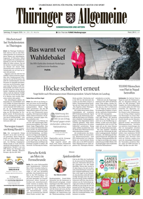 Cover of Thuringer Allgemeine (Sonderhausen und Artern)