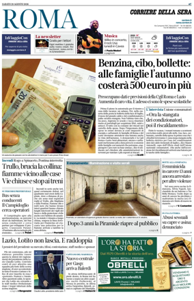 Cover of Corriere della Sera (Roma)