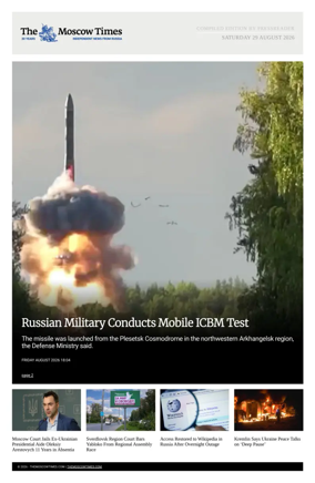 Cover of The Moscow Times - English