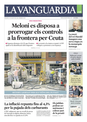 Cover of La Vanguardia (Catala)