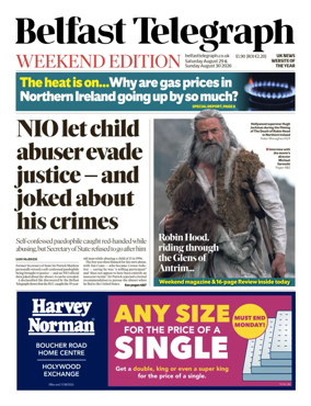 Cover of Belfast Telegraph