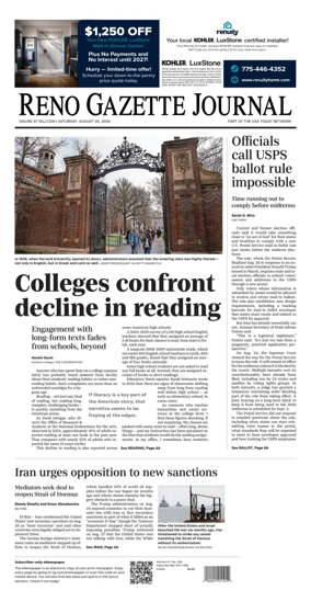 Cover of Reno Gazette Journal