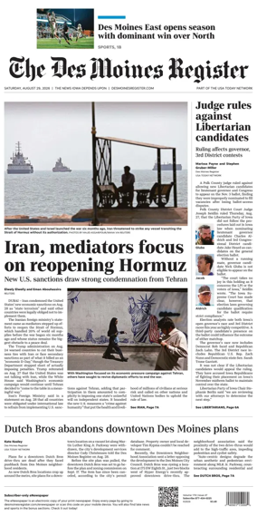 Cover of The Des Moines Register
