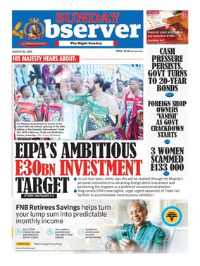 Cover of Sunday Observer (Eswatini)