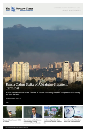Cover of The Moscow Times - English
