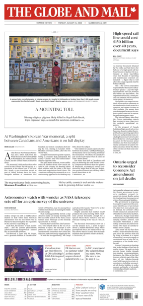 Cover of The Globe and Mail (Ontario Edition)