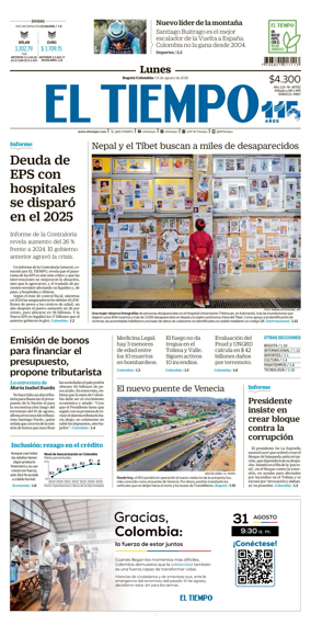 Cover of El Tiempo (Bogota)