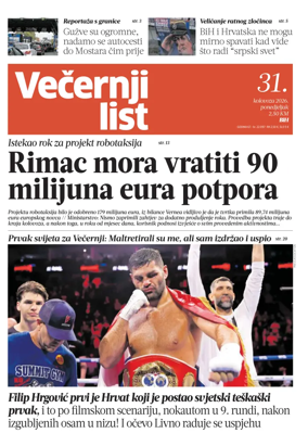 Cover of Vecernji list BiH