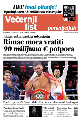 Cover of Vecernji list - Zagreb