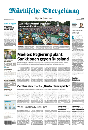 Cover of Markische Oderzeitung Spree-Journal