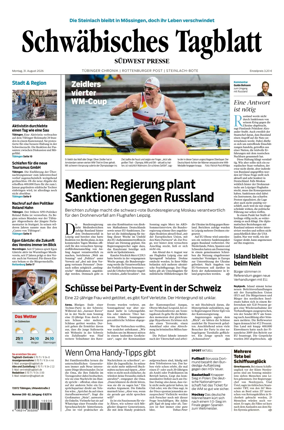Cover of Schwabisches Tagblatt - Tubinger Chronik