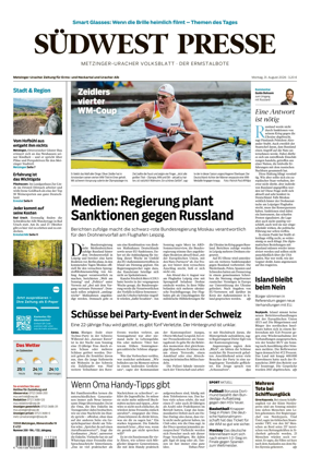Cover of Sudwest Presse - Metzinger Uracher Volksblatt - Der Ermstalbote