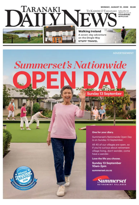 Cover of Taranaki Daily News