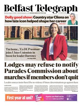 Cover of Belfast Telegraph