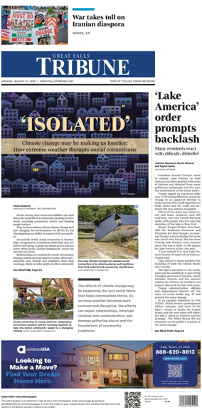Cover of Great Falls Tribune