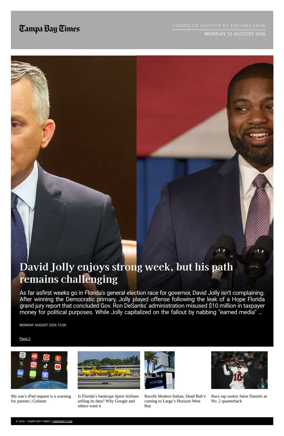 Cover of Tampa Bay Times TFP