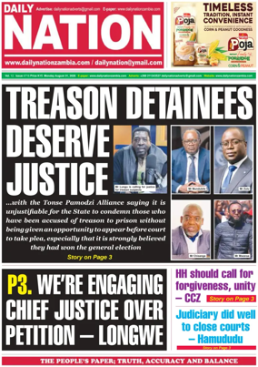 Cover of Daily Nation Newspaper
