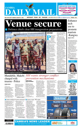 Cover of Zambia Daily Mail