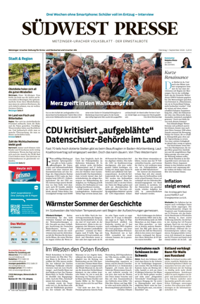 Cover of Sudwest Presse - Metzinger Uracher Volksblatt - Der Ermstalbote