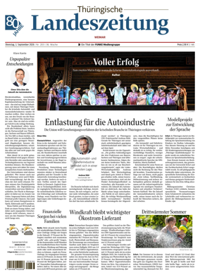 Cover of Thuringische Landeszeitung (Weimar)