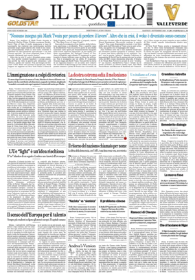 Cover of Il Foglio Quotidiano