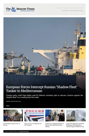 Cover of The Moscow Times - English
