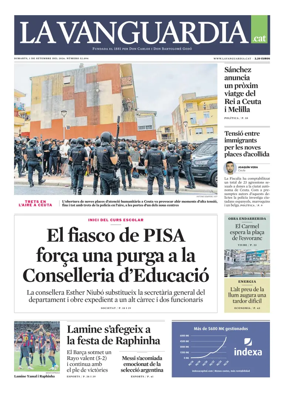 Cover of La Vanguardia (Catala)