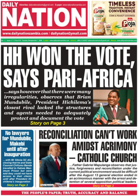 Cover of Daily Nation Newspaper
