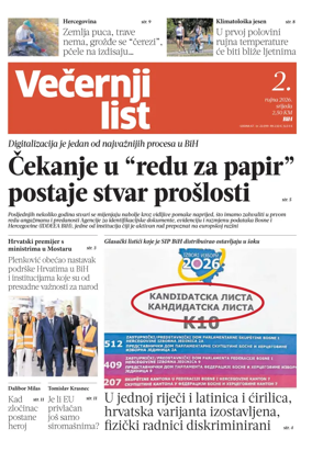 Cover of Vecernji list BiH